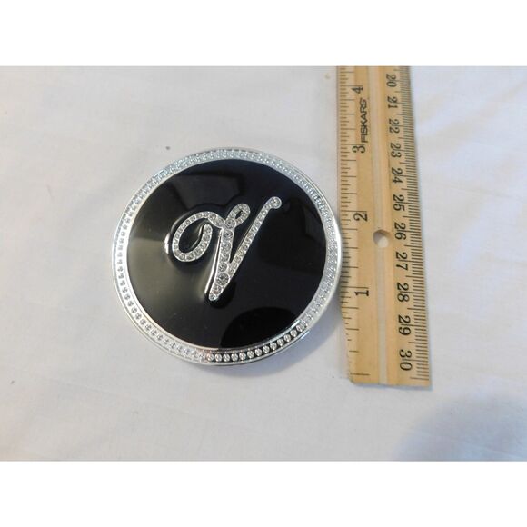 Lori Greiner Crystal Initial Compact Mirror with Magnification "V" - Picture 5 of 5
